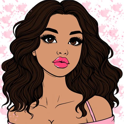 realistic girl with wavy hair and lips