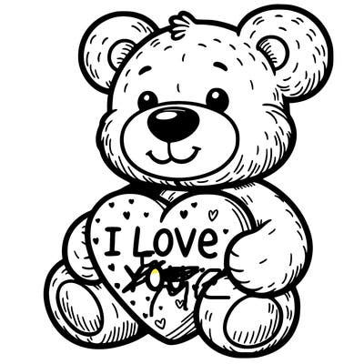 teddy bear holding an i love you heart