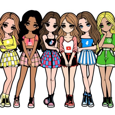 a group of girls realistic
