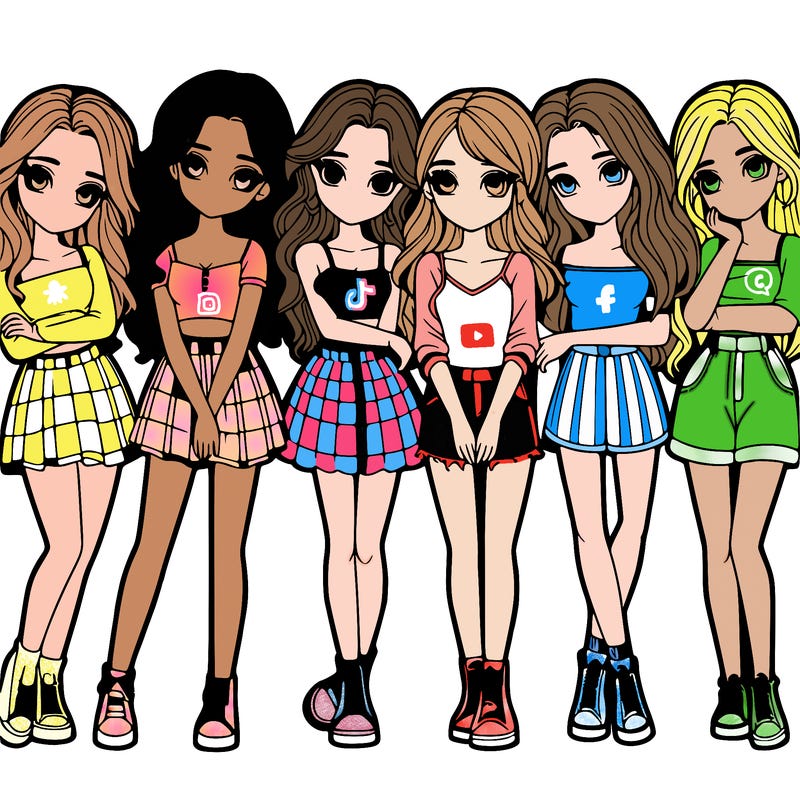 a group of girls realistic