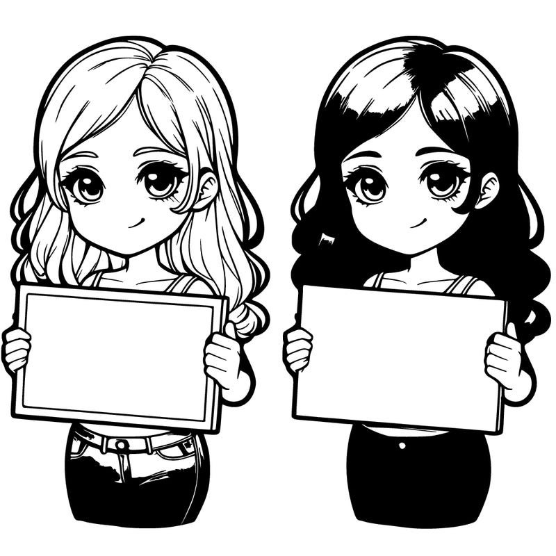 realistic girl holding a sign