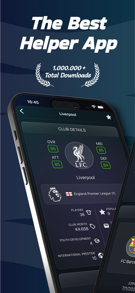 Potentials: FC26 Career Mode - Interface of the Potentials app showing Liverpool club details and ratings for FC 26 Career Mode.
