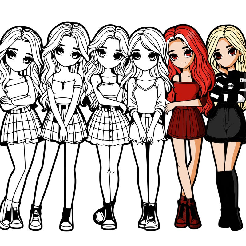 a group of girls realistic