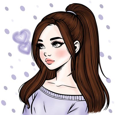 realistic girl with a high ponytail