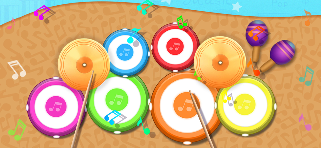 Musical Band! Play and Learn - A colorful virtual drum kit and maracas for children to play and learn music