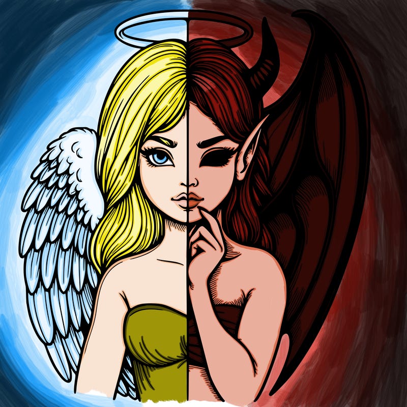 realistic angel half demon