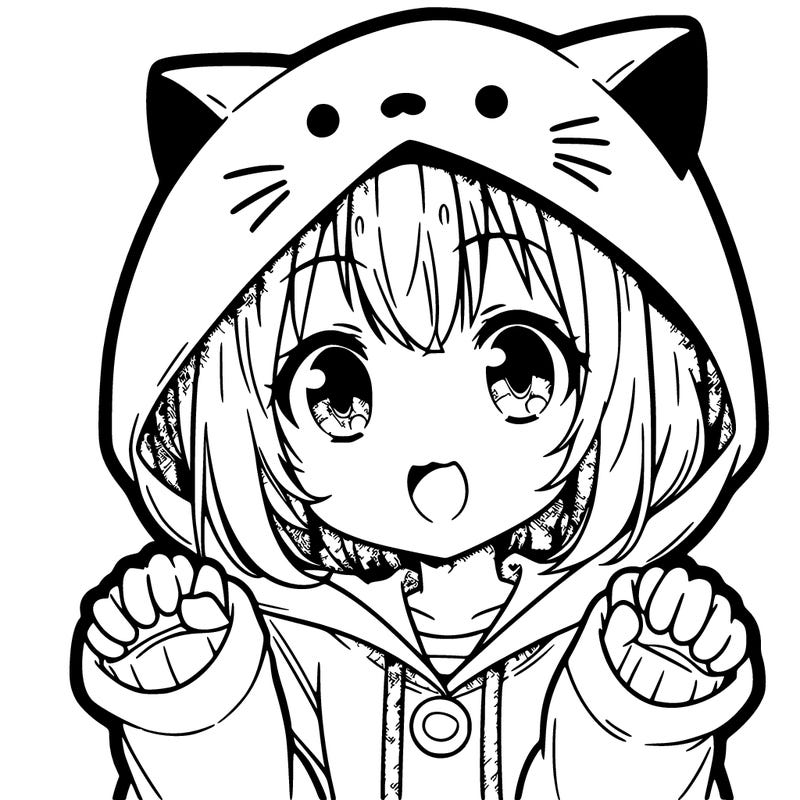 anime girl in cat hoodie