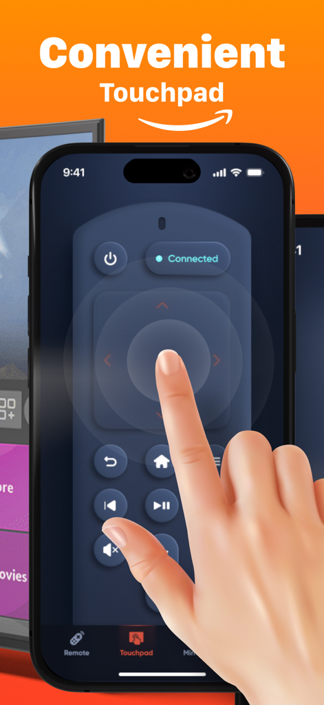 Firestick・Fire TV Remote Stick - iPhone screen showing a convenient touchpad interface for the Fire TV remote app used for smooth navigation