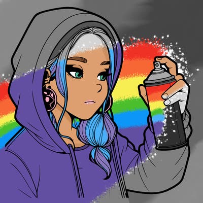 a realistic girl, spray painting