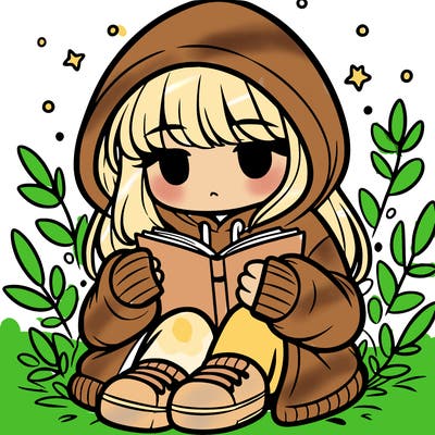 girl in oversized hoodie reading a book