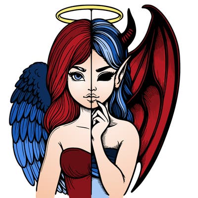 realistic angel half demon