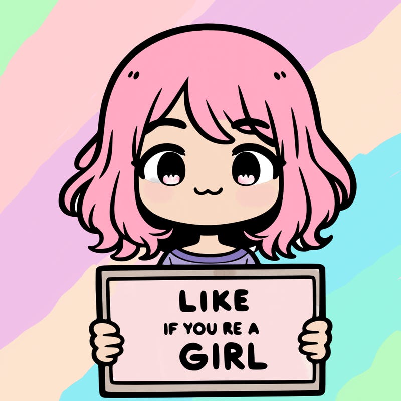 a cute girl holding a sign that says like if you’re a girl