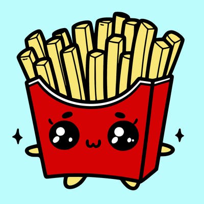 a cute. french fries