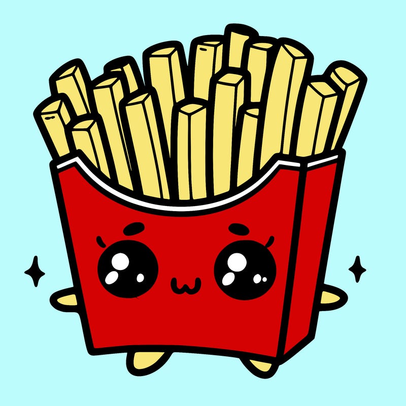 a cute. french fries