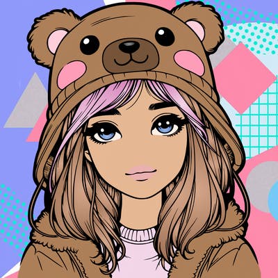 realistic girl with bear hat