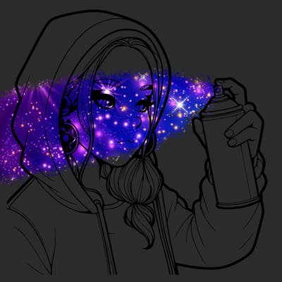 a realistic girl, spray painting