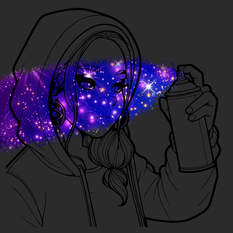 a realistic girl, spray painting