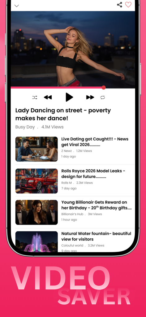 Tubidy Fm app video player interface featuring a video list and playback controls