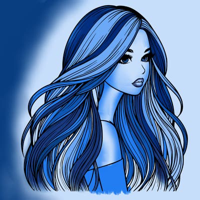 realistic girl with long realistic hair