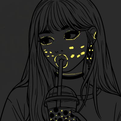 aesthetic realistic girl drinking boba