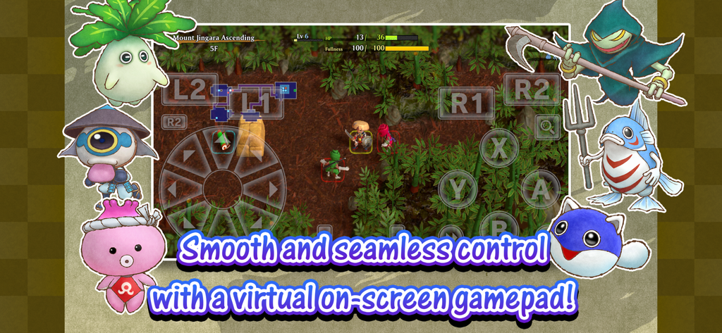 Shiren: Serpentcoil Island - Shiren the Wanderer Serpentcoil Island gameplay with virtual on-screen gamepad controls