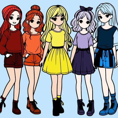 a group of five girls