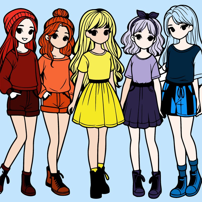 a group of five girls