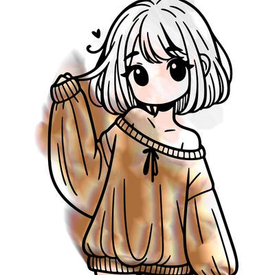 girl in baggy sweater hanging off her shoulder