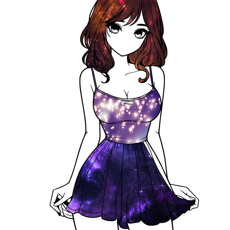 realistic girl in short dress