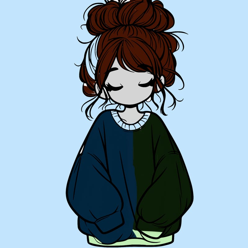 girl with baggy sweatshirt and messy bun