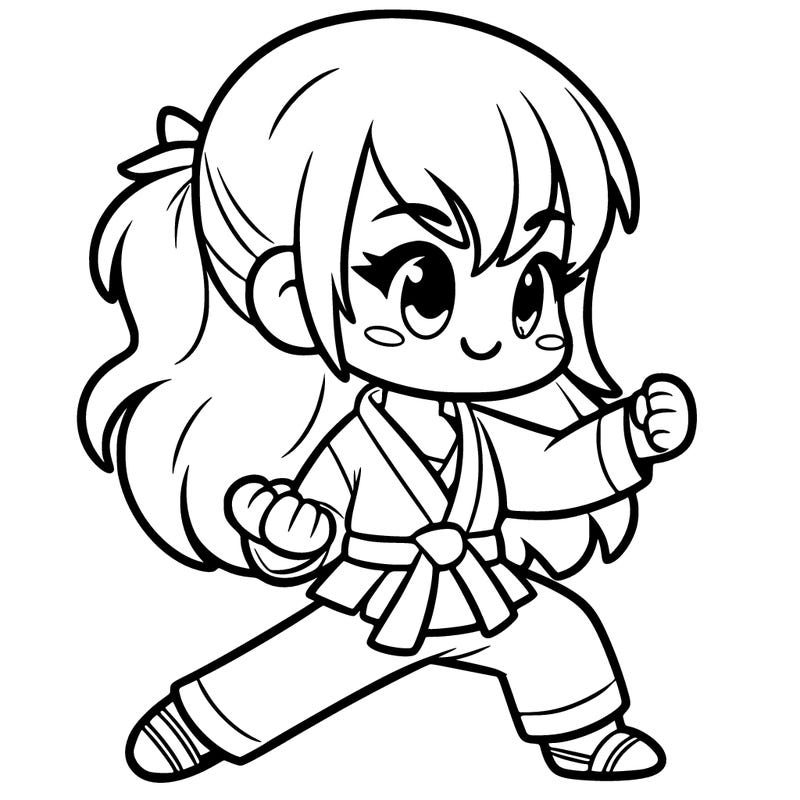 cute girl playing karate