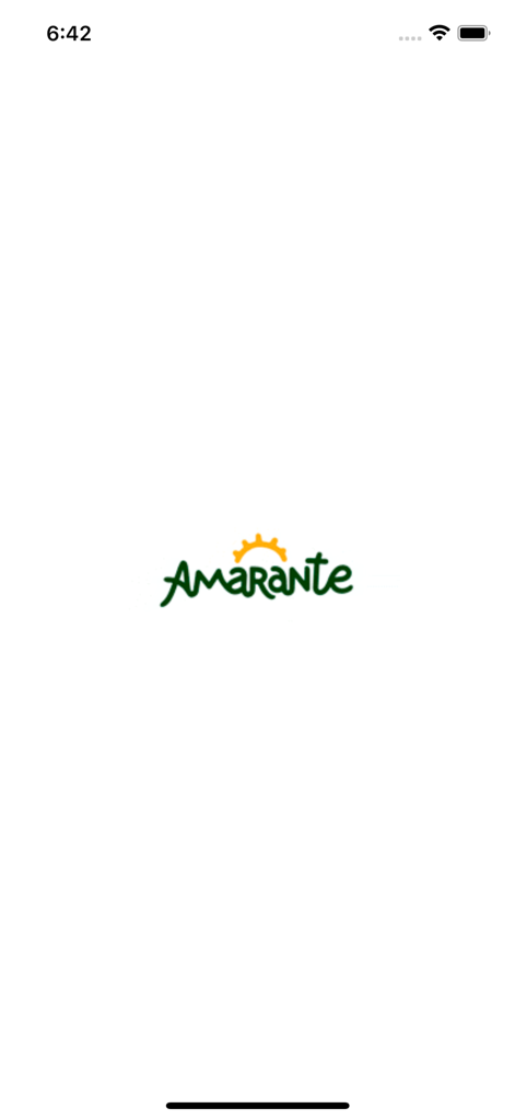 Amarante Hoteis app splash screen showing the brand logo on a white background