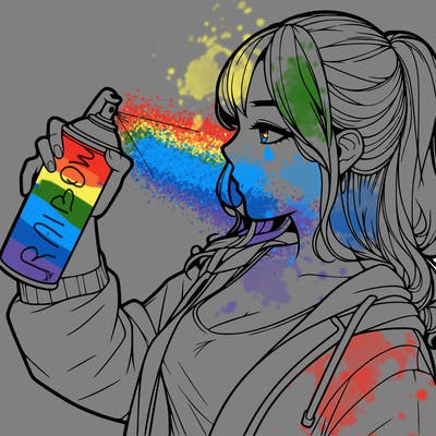 a realistic girl spray, painting