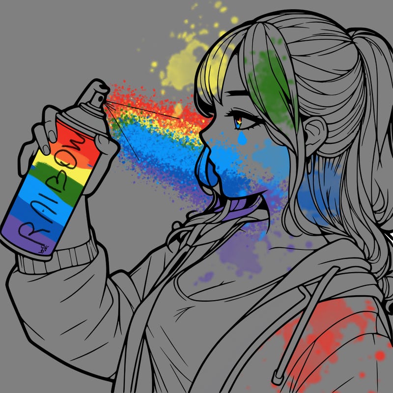 a realistic girl spray, painting