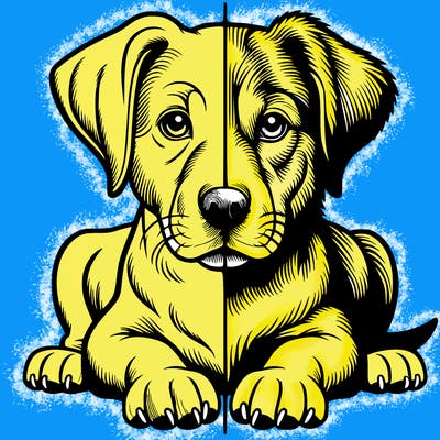 realistic dog split picture