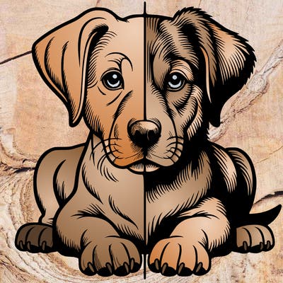 realistic dog split picture