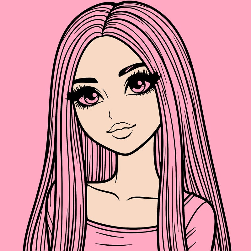 realistic girl with straight and long hair