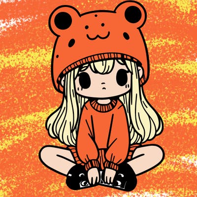 a girl wearing a frog hat and some frog socks