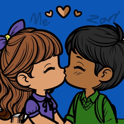 boy and girl kissing