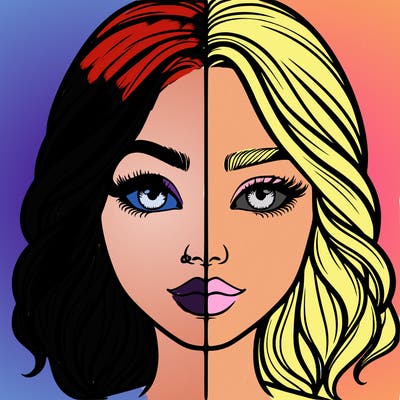 realistic girl split half