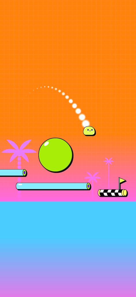 Un adorabile personaggio slime giallo che salta sopra ostacoli in un livello platform minimalista