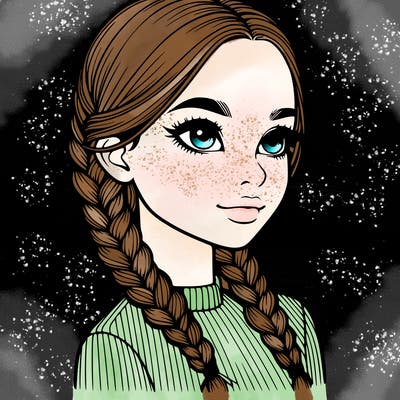 realistic girl with braids