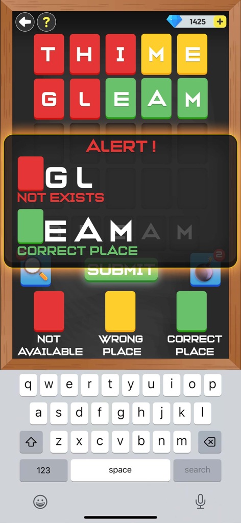 Wordall - Daily Word Test Game - Wordall app gameplay interface showing word tile feedback and keyboard