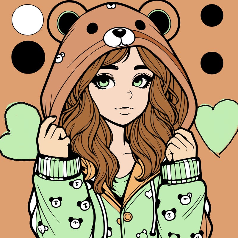 realistic girl in a animal pjs hoodie