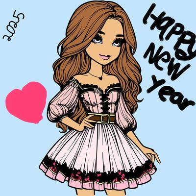 realistic girl wearing a fashionable dress