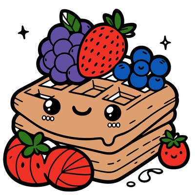simple waffle with fruit