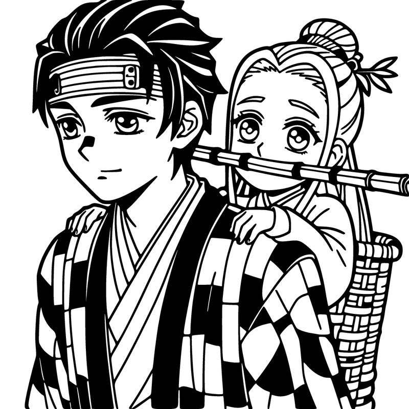 tanjro with nezuko on his back