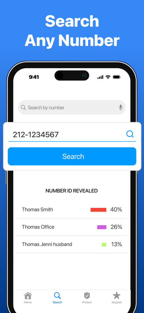 ViewCaller: Caller ID - Tela do aplicativo ViewCaller mostrando a pesquisa reversa de número de telefone e os resultados da identificação