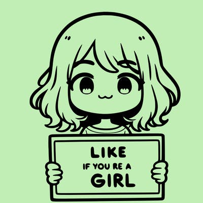 a cute girl holding a sign that says like if you’re a girl