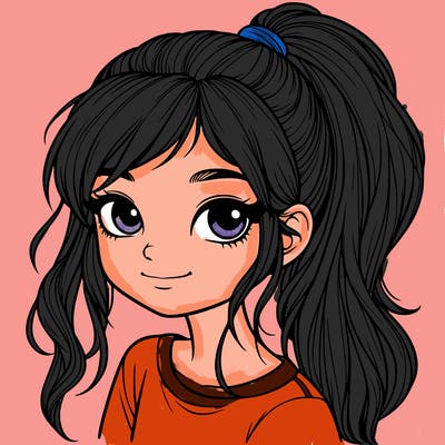 realistic girl with ponytail